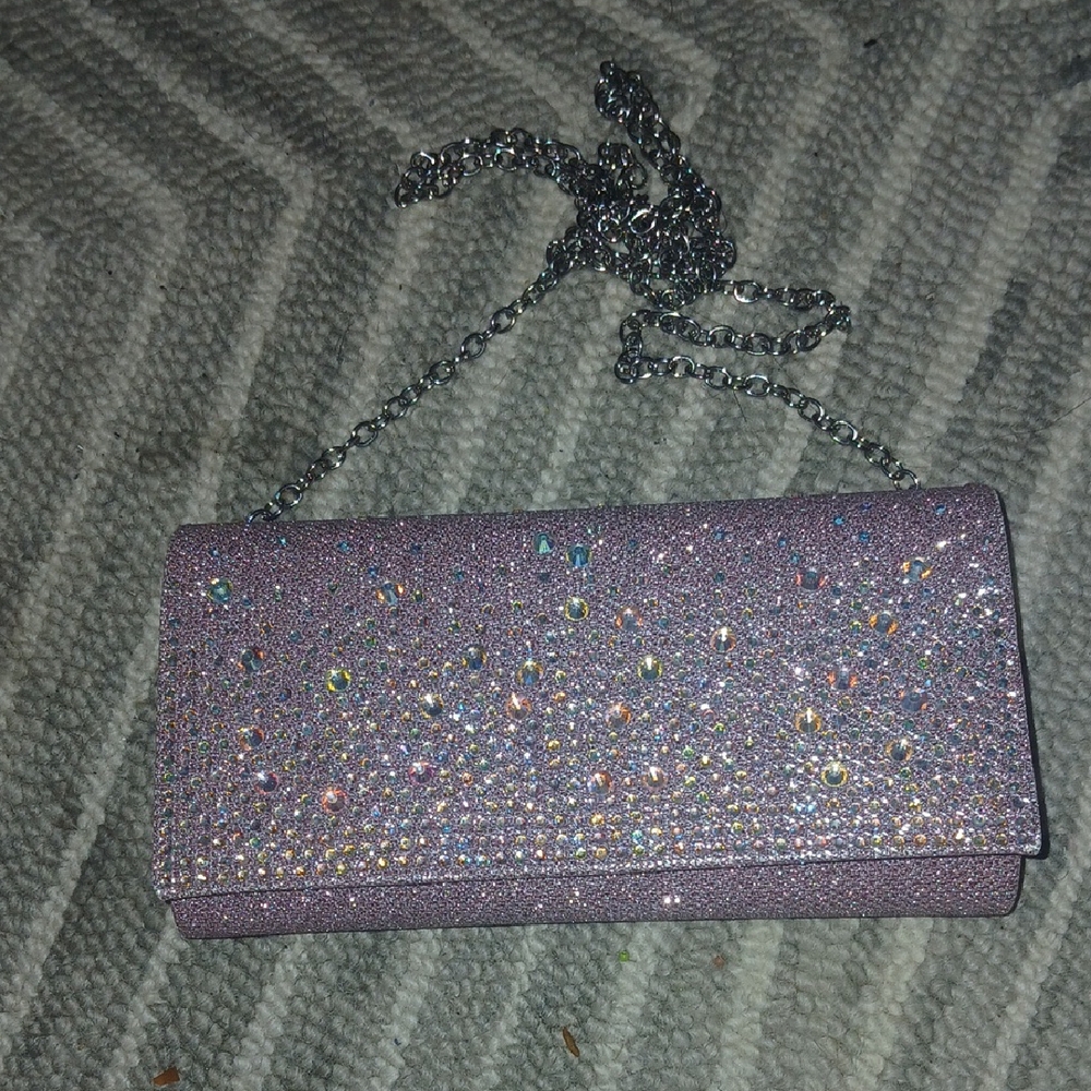 Elegant Purple Crystal Clutch